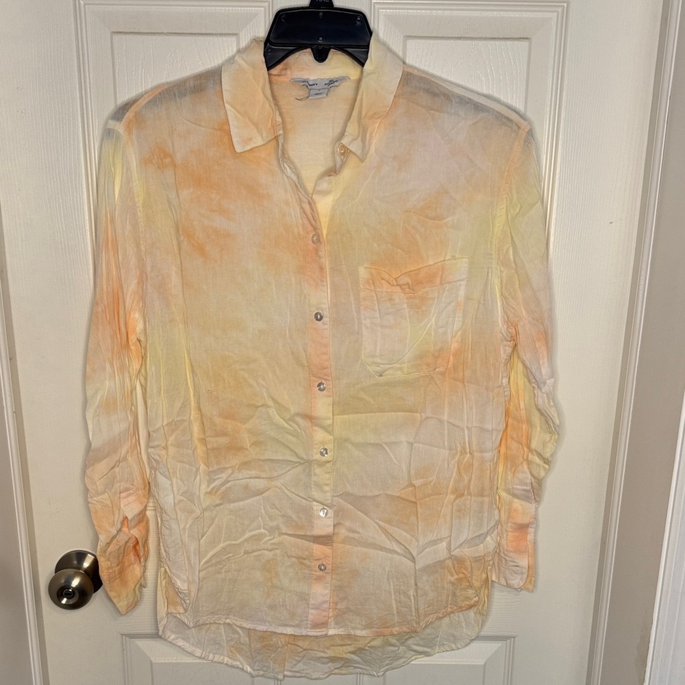 EUC Old Navy Orange and Yellow Button Down Shirt